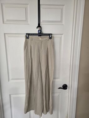Source Unknown Linen Beige Wide-Leg Trousers